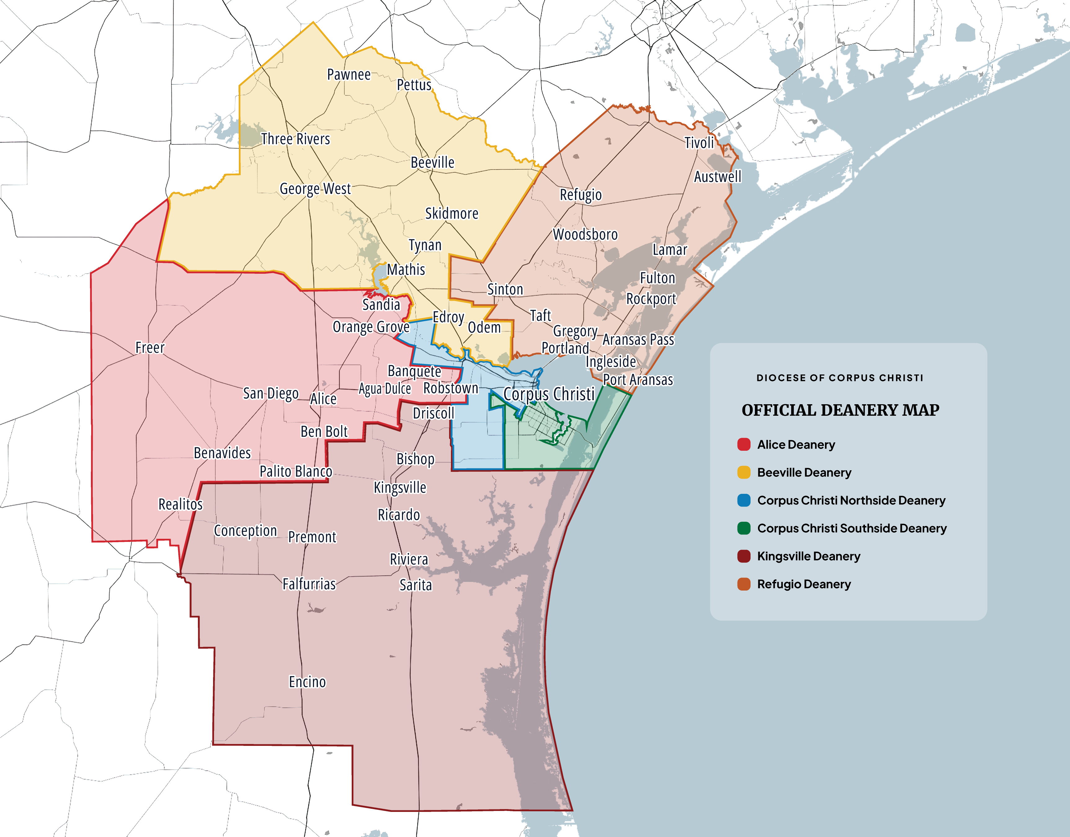 Diocese of Corpus Christi Official Deanery Map